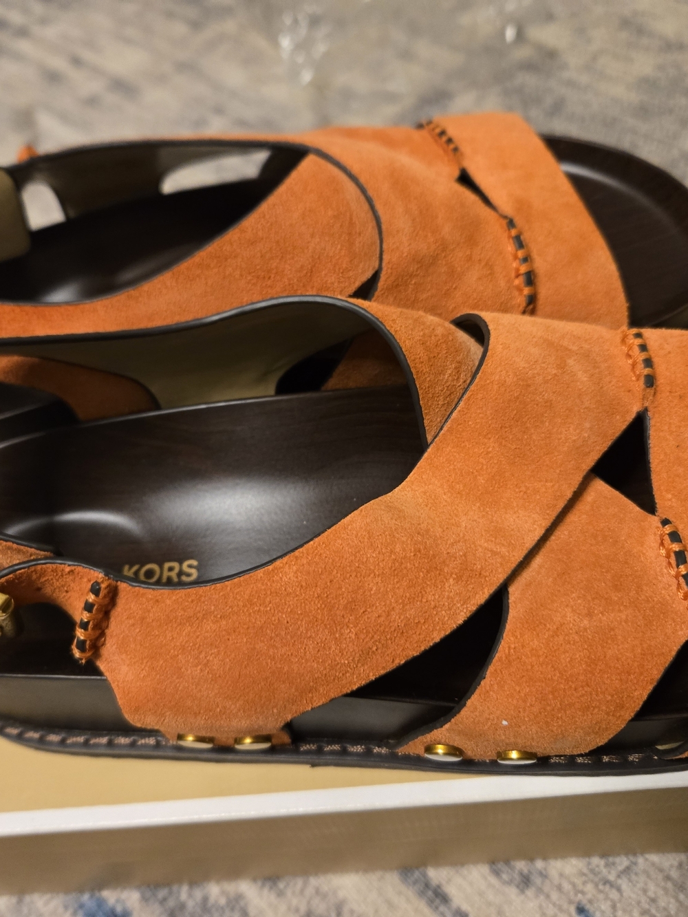 Michael Kors Women's Orange Suede Slide Sandals